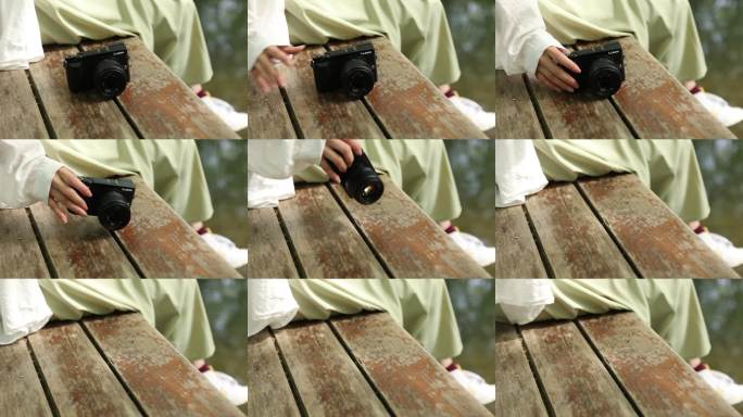 汉服手触相机特写