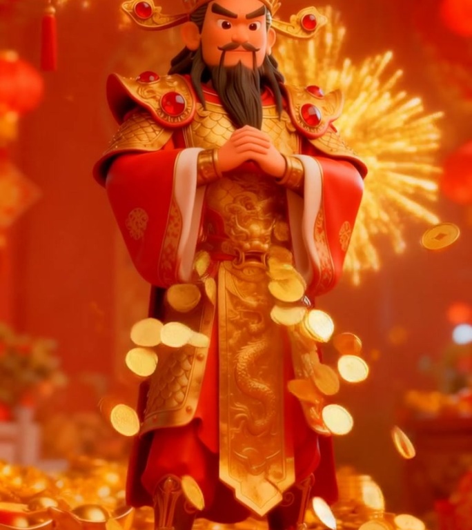 金元宝烟花迎财神