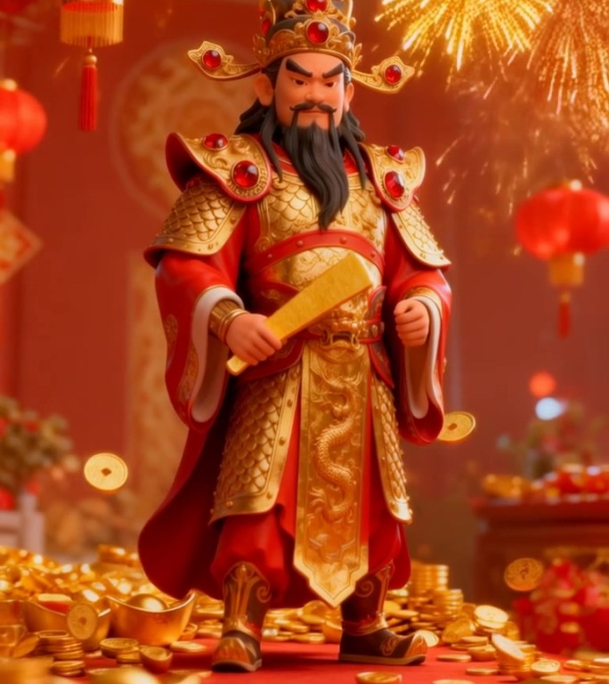 金元宝烟花迎财神