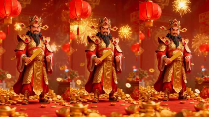 金元宝烟花迎财神