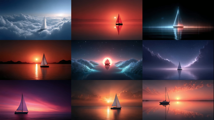 帆船逐梦光影交织海天一色