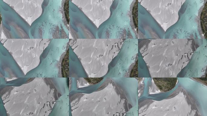 蓝绿色河水航拍景观