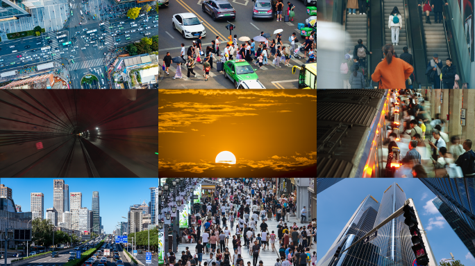 城市快节奏人流车流转场快切快闪交通片头