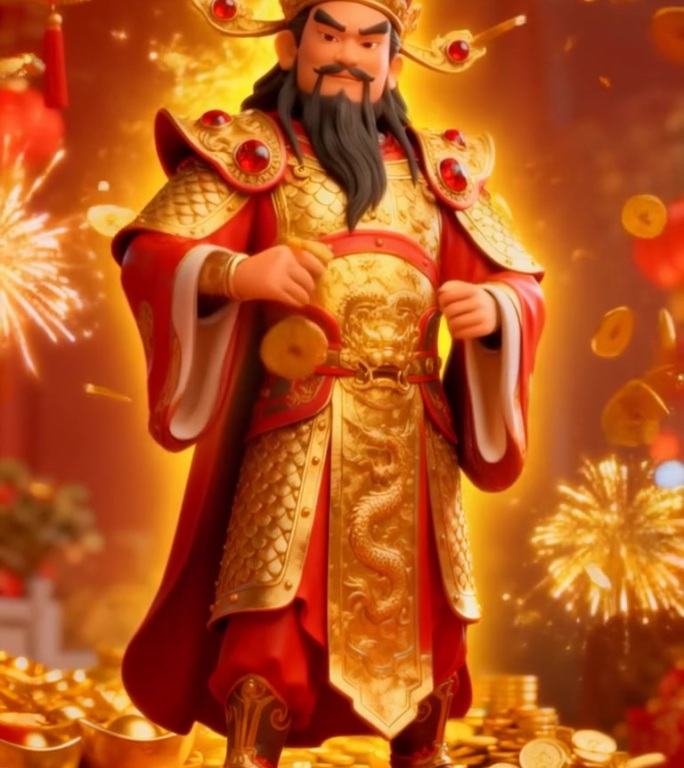 金元宝烟花迎财神