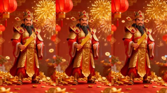 金元宝烟花迎财神