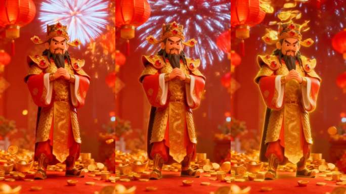 金元宝烟花迎财神