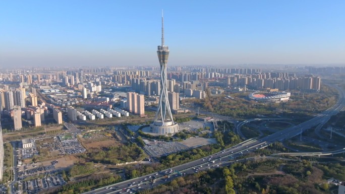 中原福塔航拍全景中原福塔高清全景