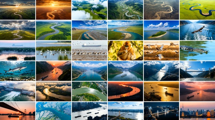 长江航拍长江经济带长江三角洲河流延时合集