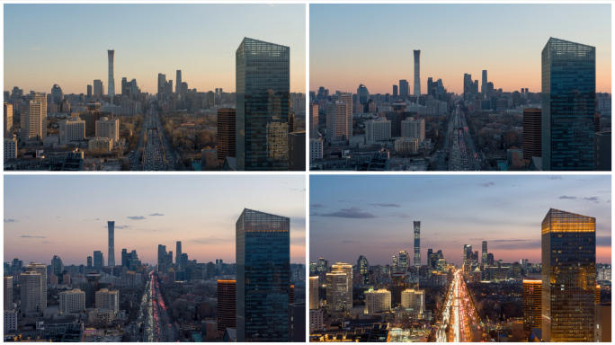 北京天际线日转夜延时