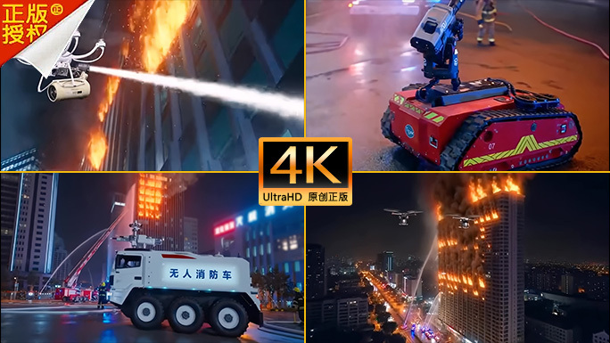 高科技智能消防救援 火灾灭火机器人在行动