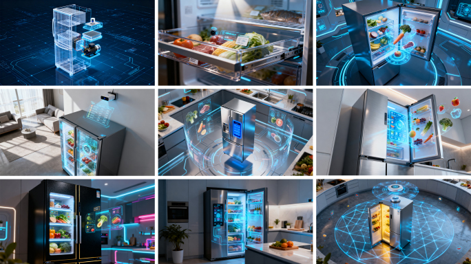 智能冰箱科技感展示 未来厨房智能家电