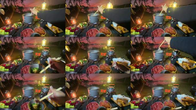 户外露营火锅烹饪