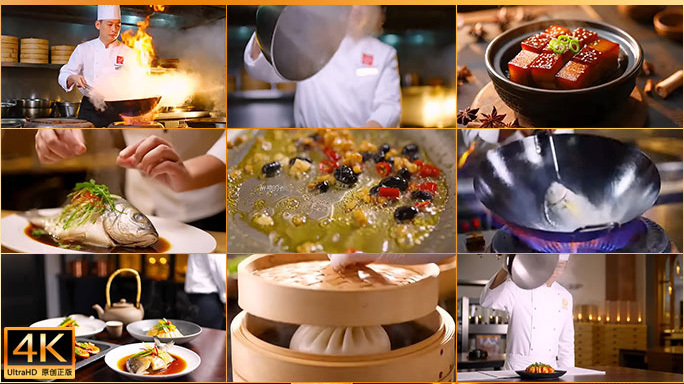 星级主厨烹饪精致美食 中式餐厅炒菜宣传片