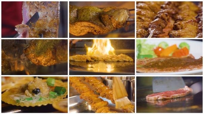 烤肉烤牛排烧烤升格慢速镜头 4K