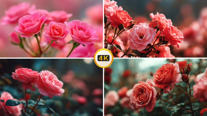 玫瑰 粉色 花海 绽放 特写 唯美 花朵