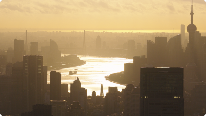 上海现代都市建筑晨光