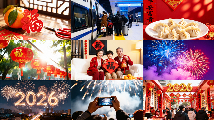 2026马年春节福字灯笼烟花团圆喜庆视频