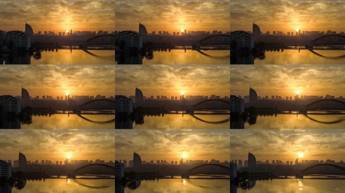 金色朝霞城市全景