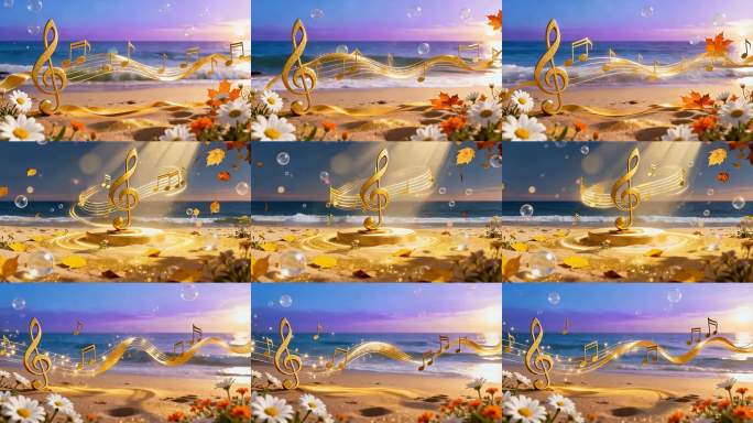 动感海景音乐音符视觉