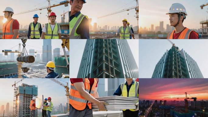 建筑工人施工建设场景