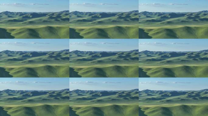 草原航拍绿色丘陵