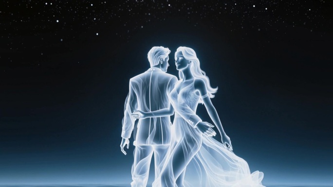 星空下的情侣剪影