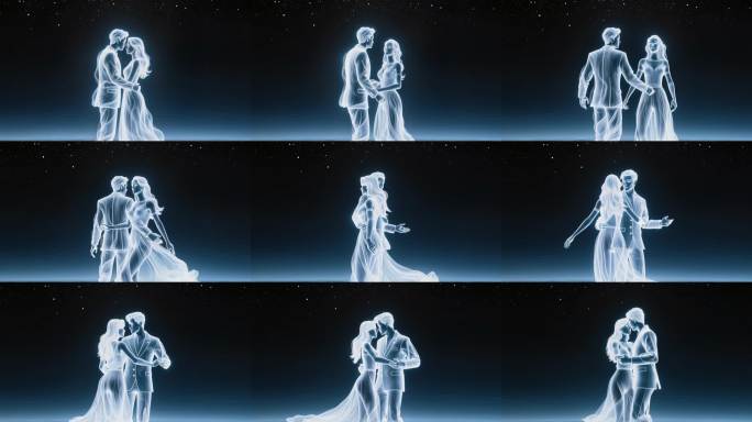 星空下的情侣剪影