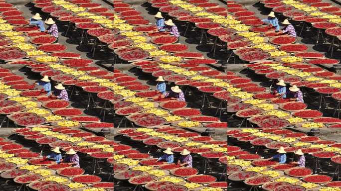 农家晒秋丰收场景