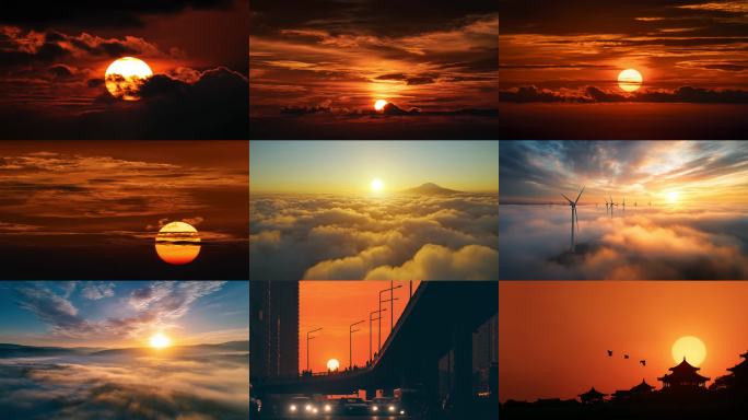 日出日落日出延时 红日云海朝霞晚霞