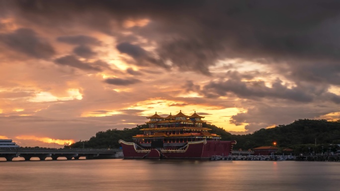 珠海得月舫日出延时 4K高清素材