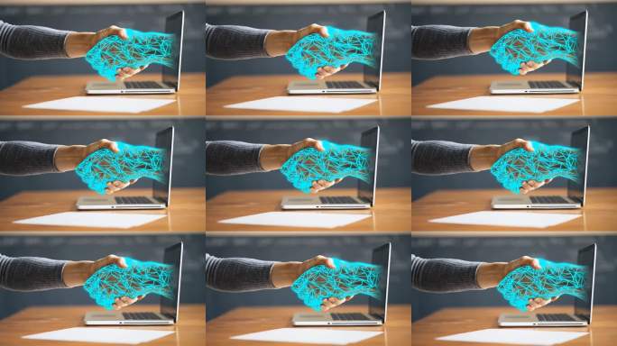 科技握手合作动画