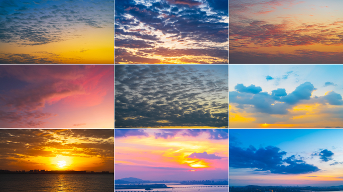 日落绝美天空云彩延时摄影-4K合集