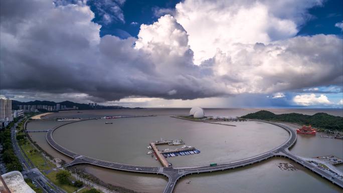 珠海日月贝大剧院日出延时 4K高清素材