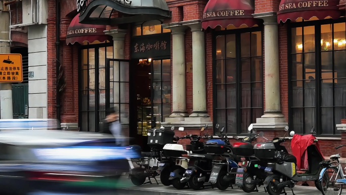 老上海红砖建筑街拍人文街景