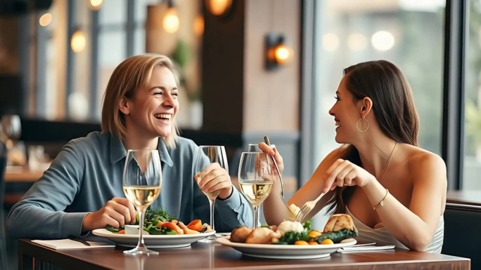 闺蜜餐厅开心聚餐