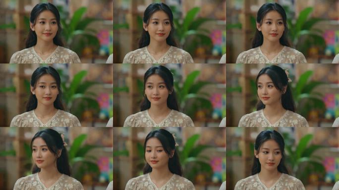 女子居家休闲半身画面 甜美少女的微笑