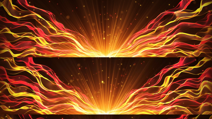 8k唯美金色粒子丝带舞台背景