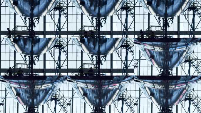 飞机检修场景剪影金属光泽慢镜头