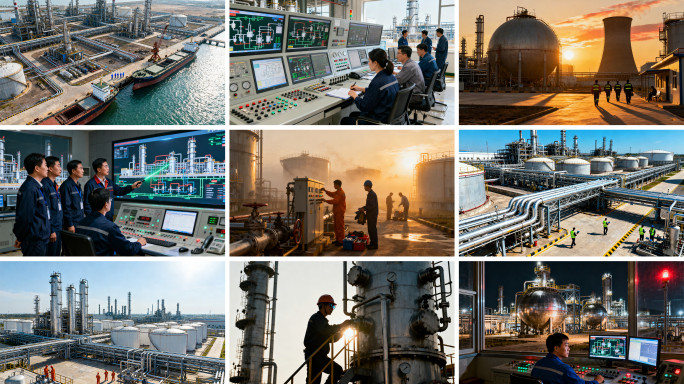 能源工业生产场景 工业设施与工人作业