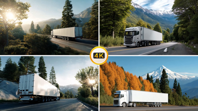 卡车 货车 运输 山林公路 雪山 森林