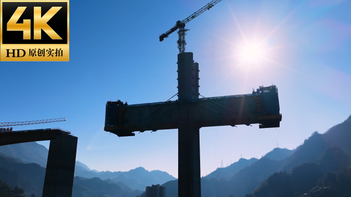 基建狂魔高铁建设施工航拍延时铁路桥梁工程