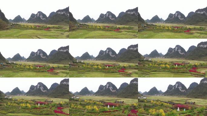 航拍广西靖西鹅泉喀斯特青山绿水乡村