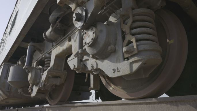火车的车轮特写