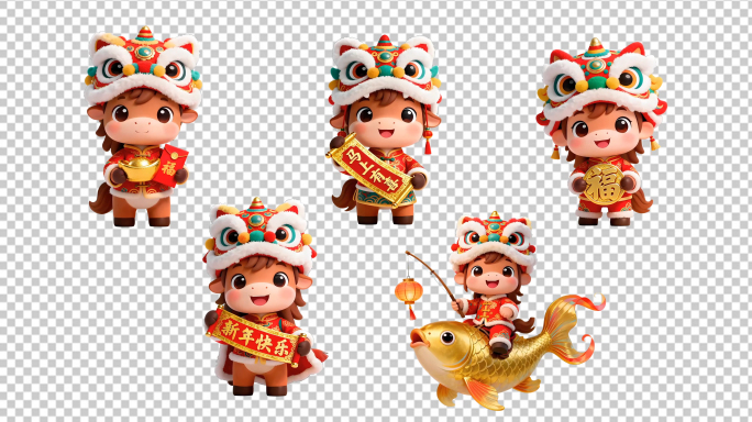 3D喜庆卡通马年吉祥物无缝循环动画素材