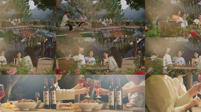闺蜜同学大学生情侣聚会户外晚餐