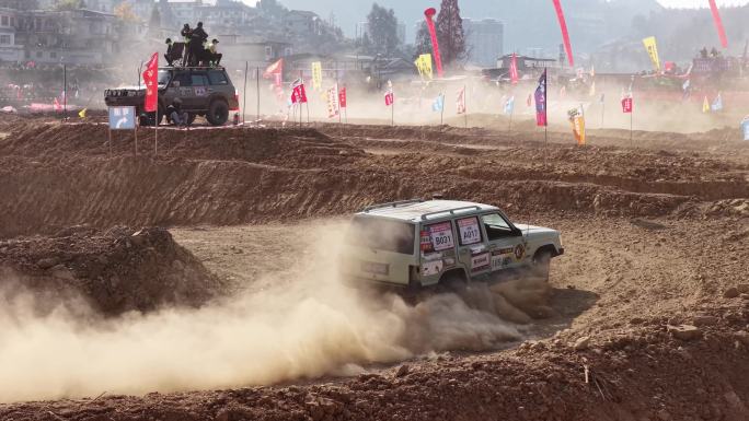 山地越野车拉力赛竞速赛4K航拍