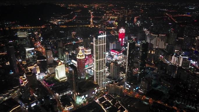 无锡三阳广场夜景航拍 4k