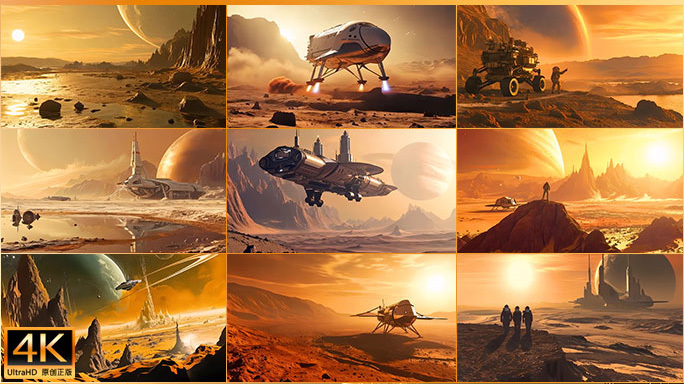 星际探索科幻未来太空基地飞船火星登录殖民