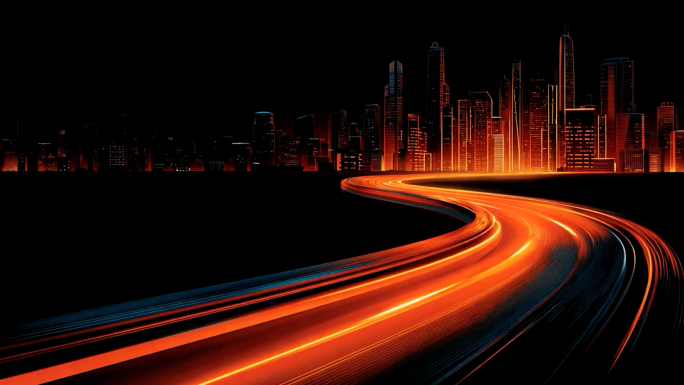 城市夜景 光轨 车流 赛博朋克 霓虹灯