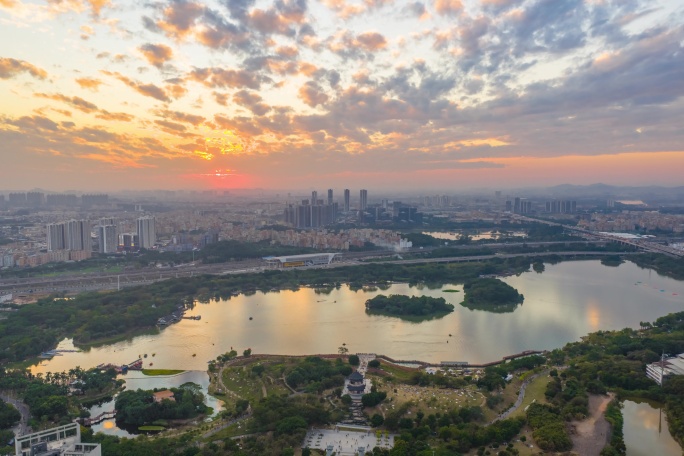 广州白云区白云湖黄昏延时